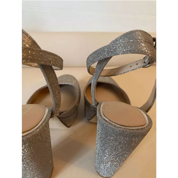 Antonio Melani Born on Fifth Liv Metallic Glitter Platform Heels Size 10 Silver - Picture 9 of 12